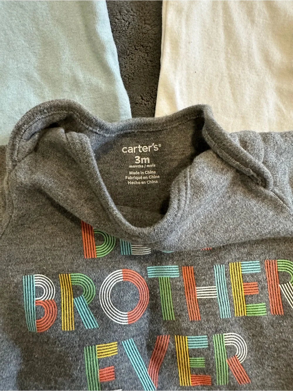 Carter's Short-Sleeve Bodysuit Set — Light Blue, White & Gray